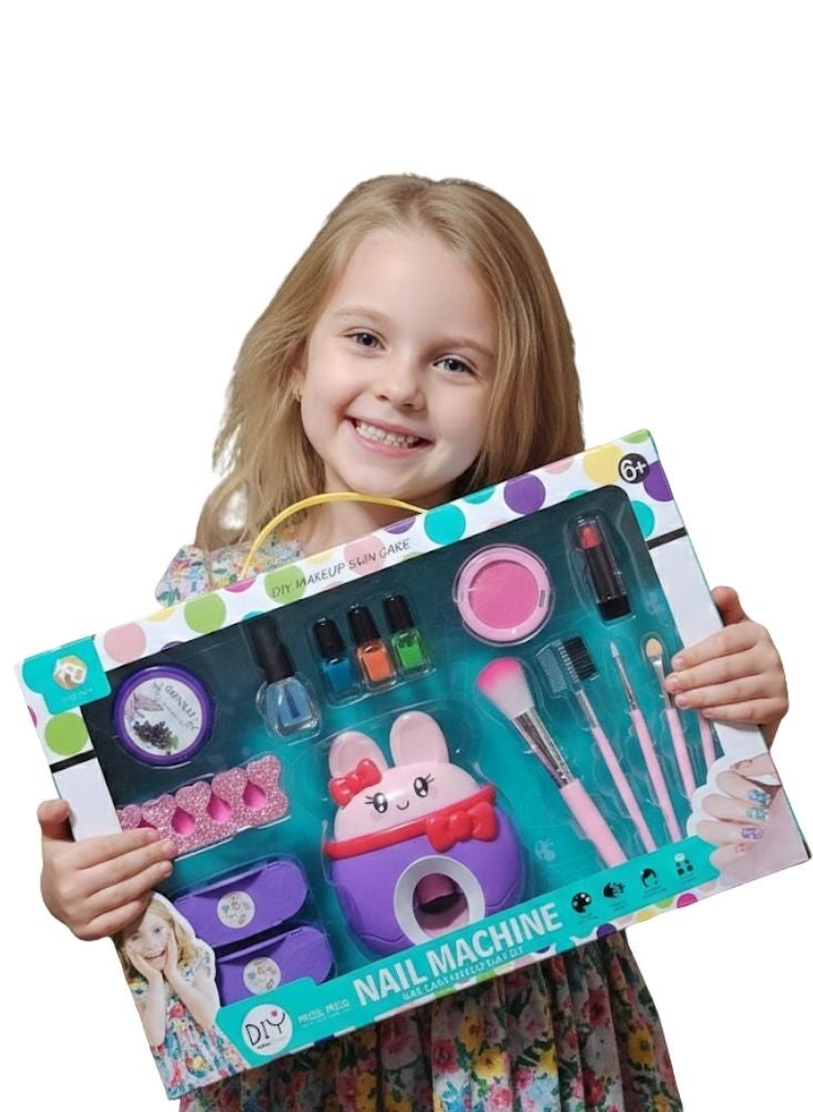 بريميم مجموعة أدوات تزيين الأظافر والمكياج للأطفال، تتضمن جهاز تزيين الأظافر، وفرش، وألوان طلاء الأظافر، وإكسسوارات تجميل – مجموعة لعب إبداعية للتظاهر - Image 3